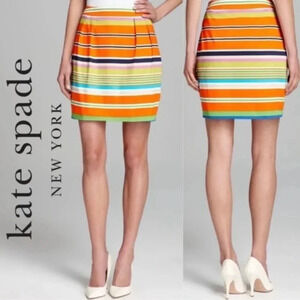 Kate Spade Chic Classic Multi Color Striped Preppy Pencil Skirt Women’s Size 4